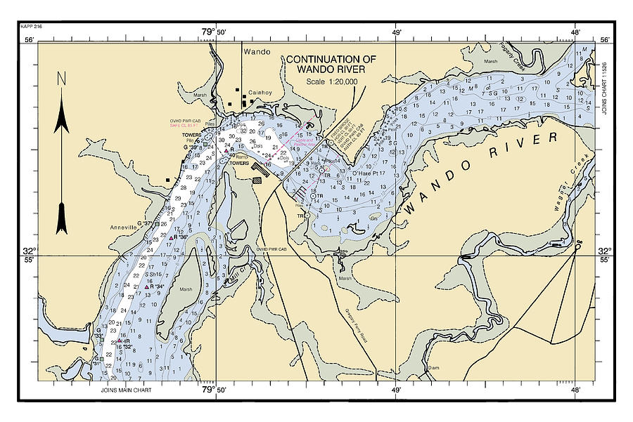 Continuation Of Wando River, Noaa Chart 11524_2 Digital Art by Nautical