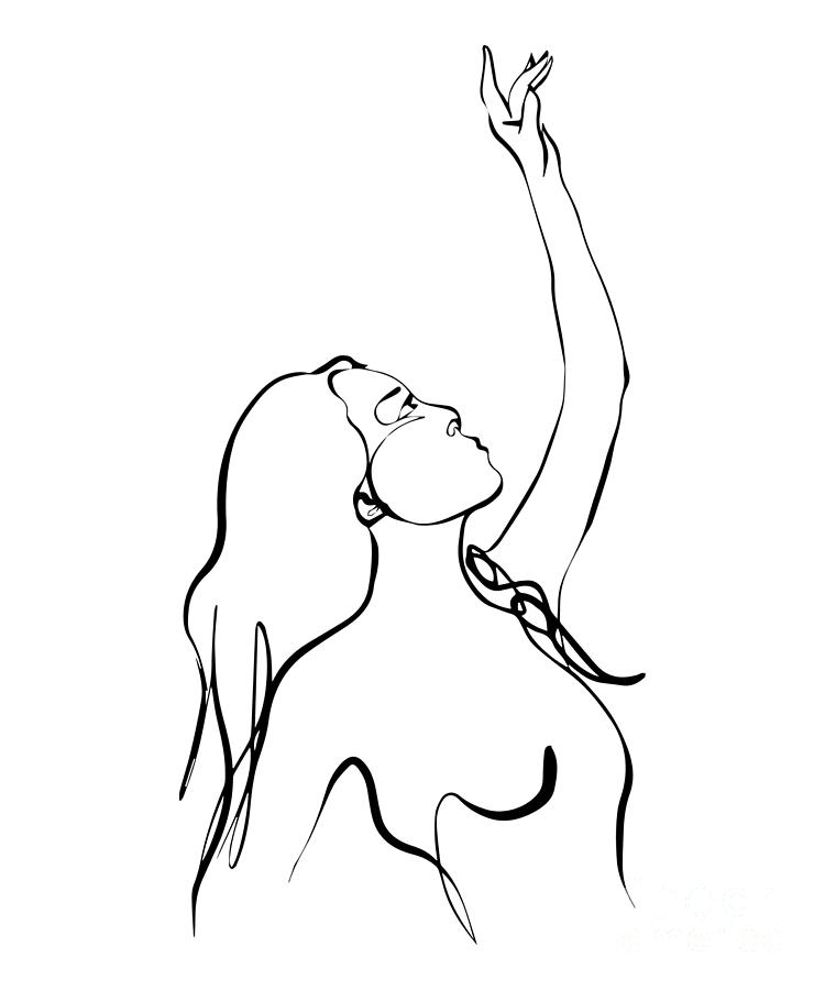 Continuous Line Woman Hand, Single Outline Simple Digital Art by Amusing DesignCo