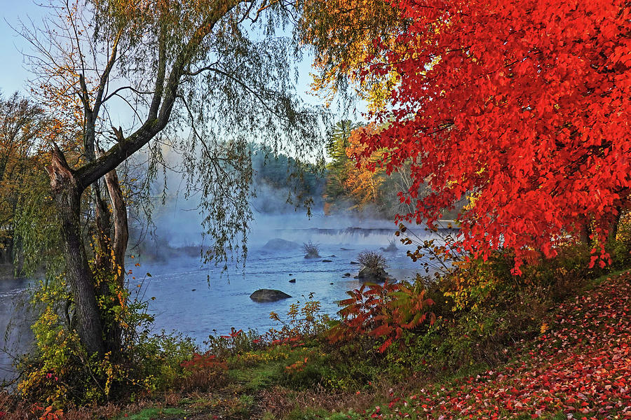 Contoocook River Misty Morning Beautiful Fall Foliage Hopkinton NH Photograph by Toby McGuire