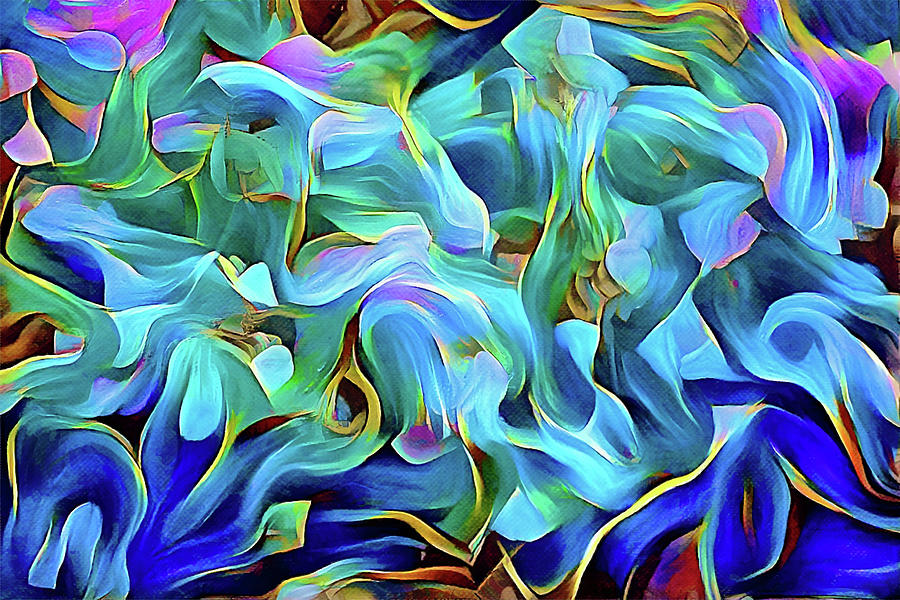 Contours of Blue Abstract Brights Digital Art by Gaby Ethington
