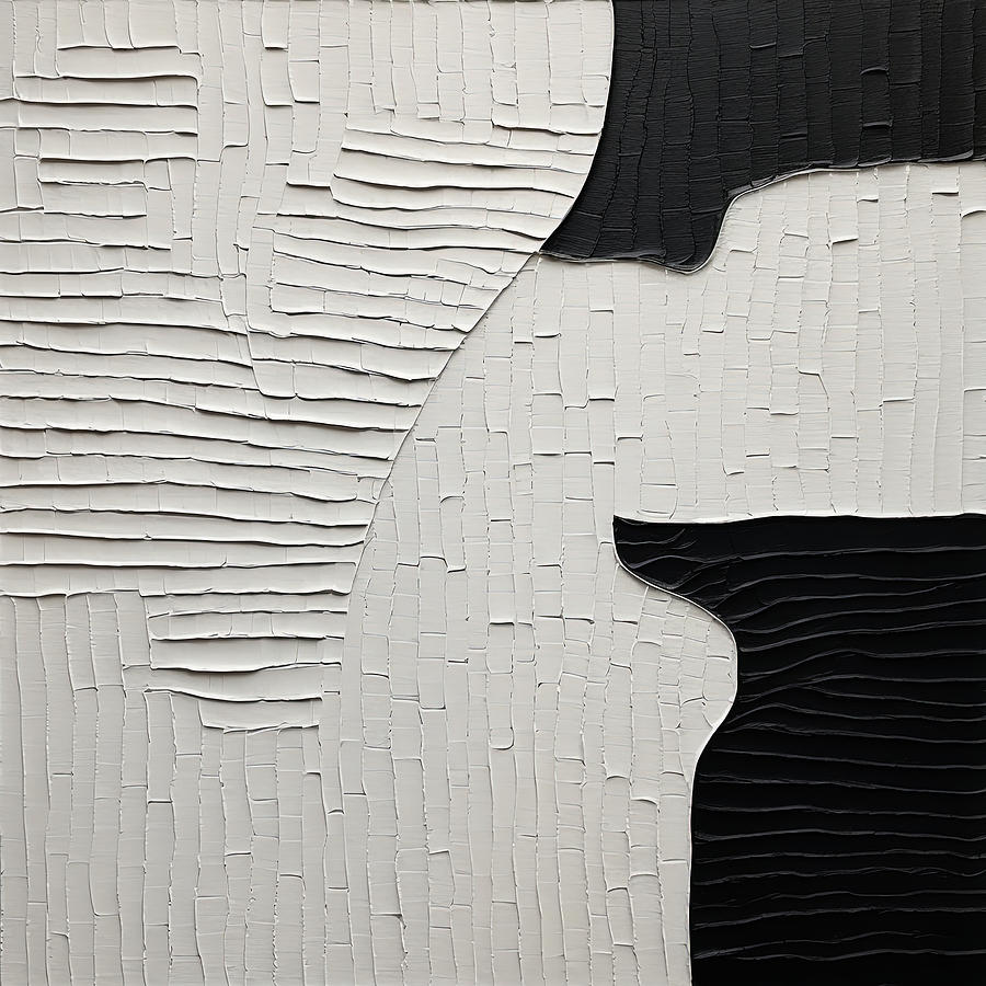 Contours Of Silence - Black And White Modern Art Painting