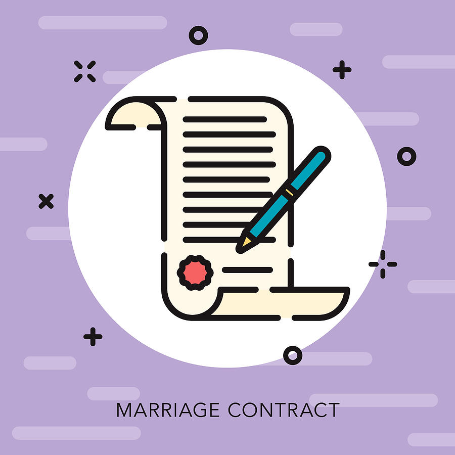 Contract Open Outline Wedding Icon Drawing by Bortonia