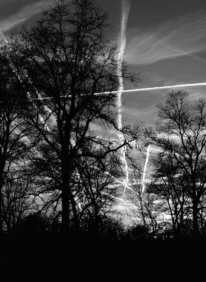 Contrails over Clifton - A Virginia Piedmont Impression Photograph by Steve Ember