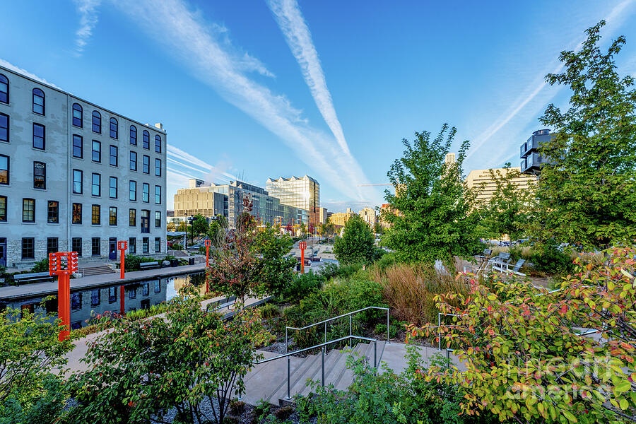 Contrails Over Gene Leahy Mall Park Photograph by Jennifer White
