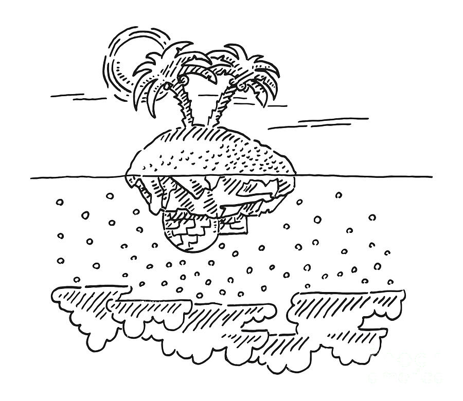 Black And White Drawing - Contrast Summer Island Winter Floating Ice Sheet Drawing by Frank Ramspott