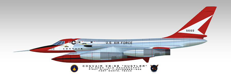 Fort Worth Digital Art - Convair XB-58 Profile by John Matthews