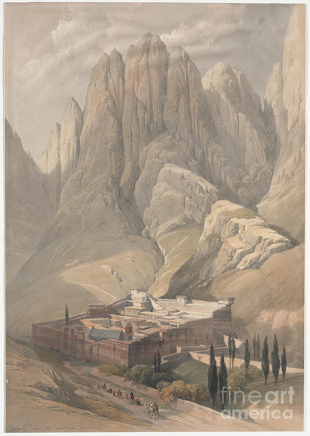 Convent of St. Catherine with Mount Horeb q1 Painting by Historic illustrations