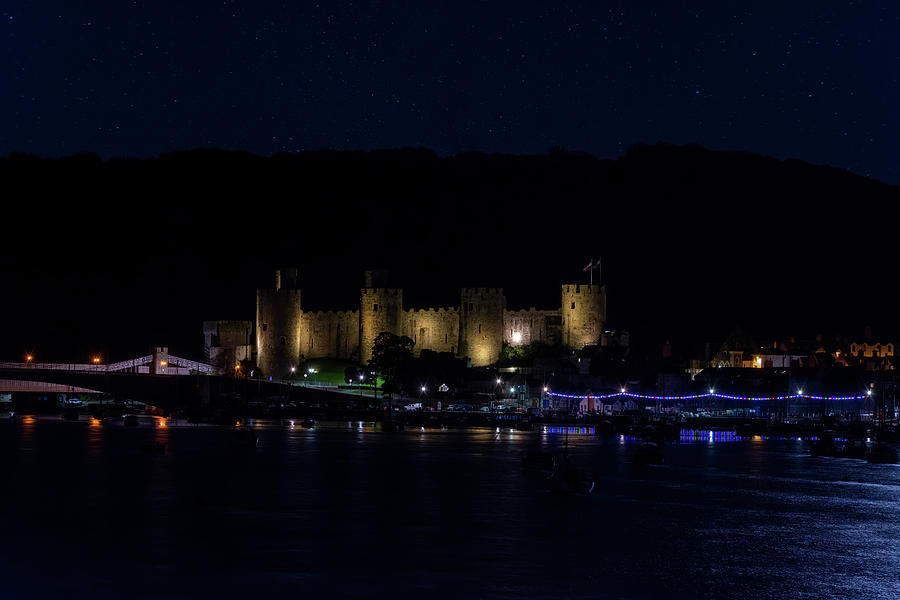 Conwy castle at night Photograph by Steev Stamford