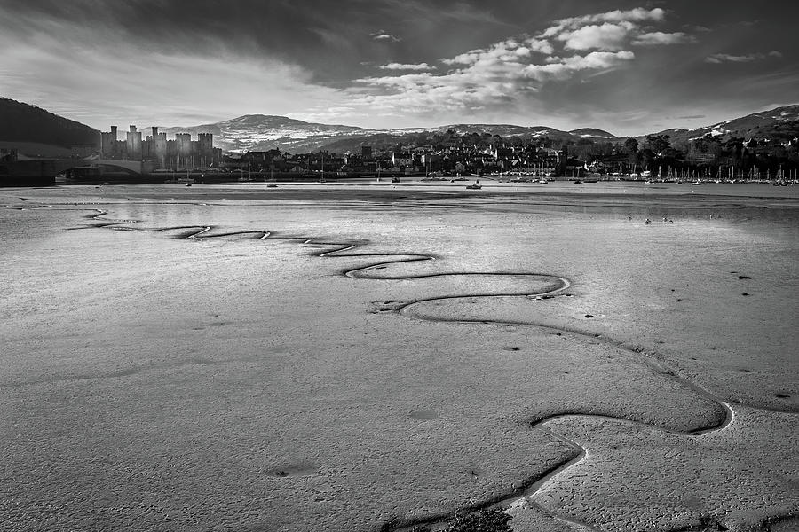 Black And White Photograph - Conwy Estuary, Low Tide by Peter OReilly