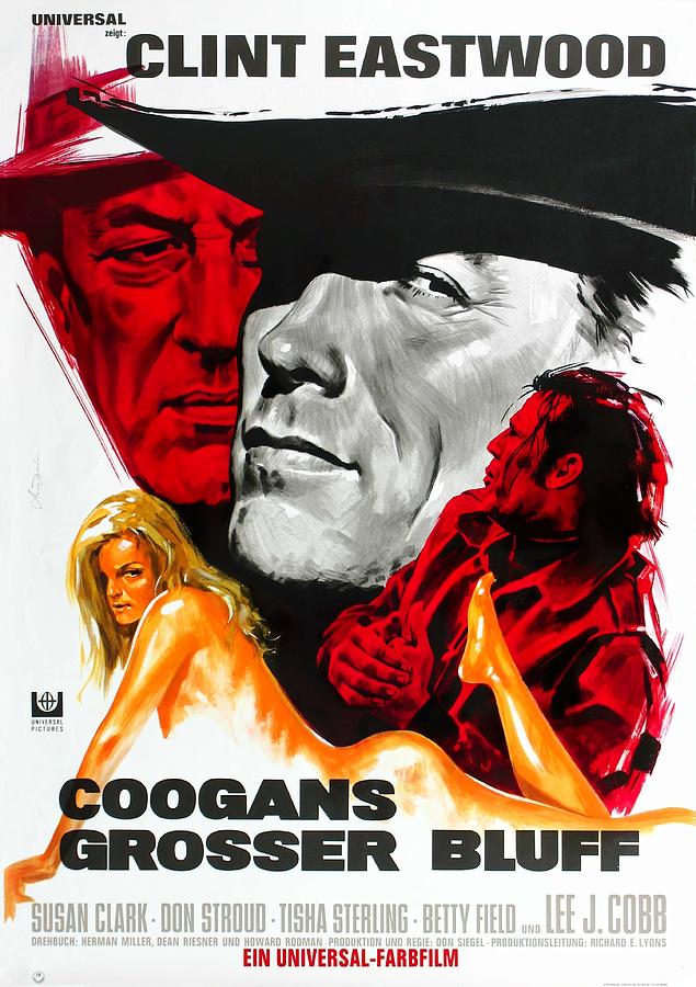 Coogans Bluff, 1968 - art by Hans Braun Mixed Media by Movie World Posters