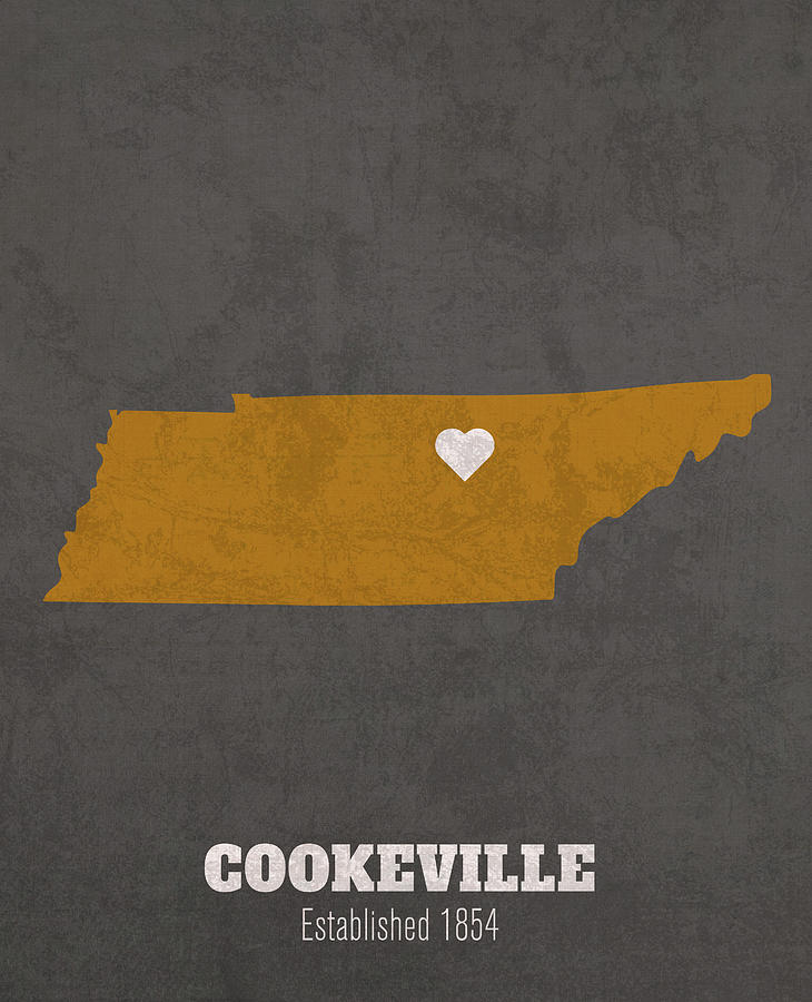 Cookeville Tennessee City Map Founded 1854 Vanderbilt University Color