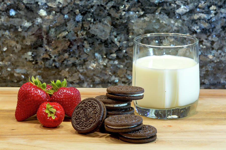 Cookies Strawberries and Milk Photograph by Her Arts Desire
