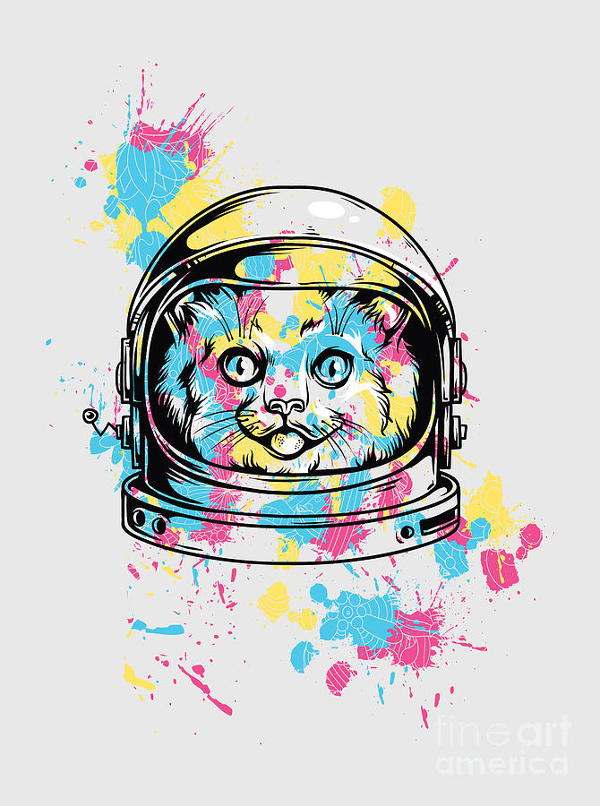 Cool Digital Art - Cool Astronaut Cat Cosmic Kitten by Jeff Creation