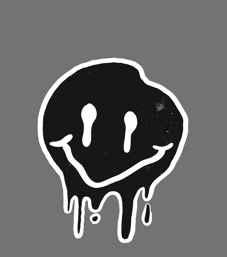 Cool Black Dripping Smiley Face Digital Art by Quynh Vo
