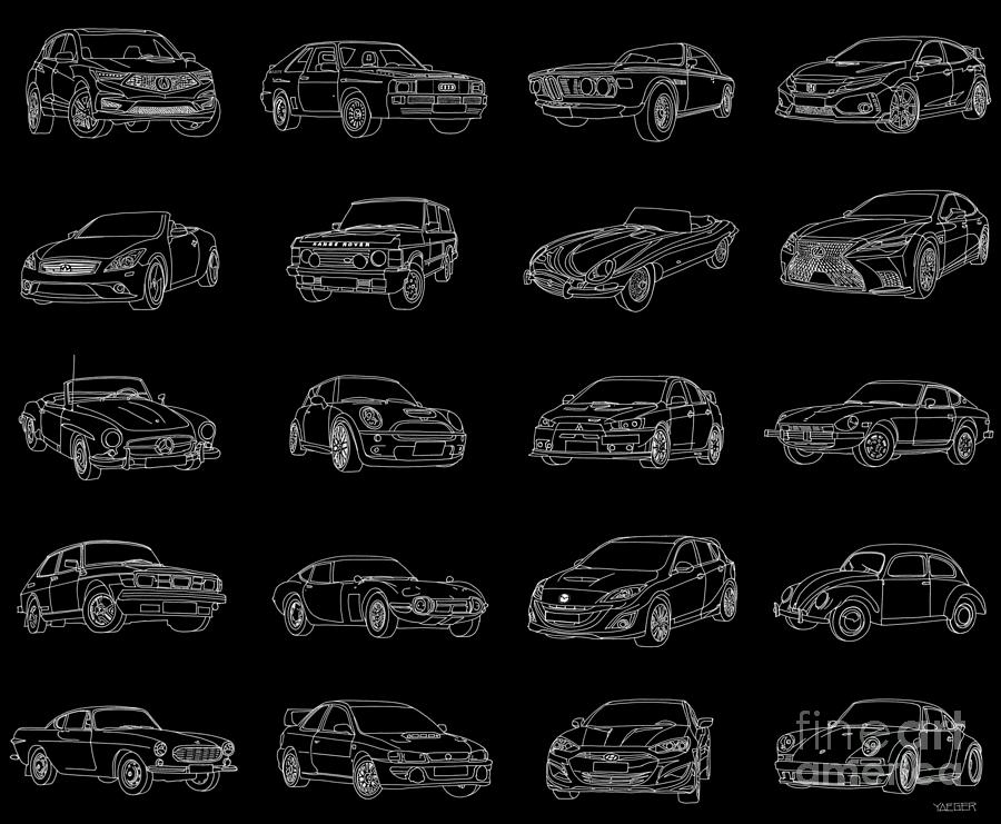 Cool Cars I White Lines Best Fit For A T-shirt Digital Art