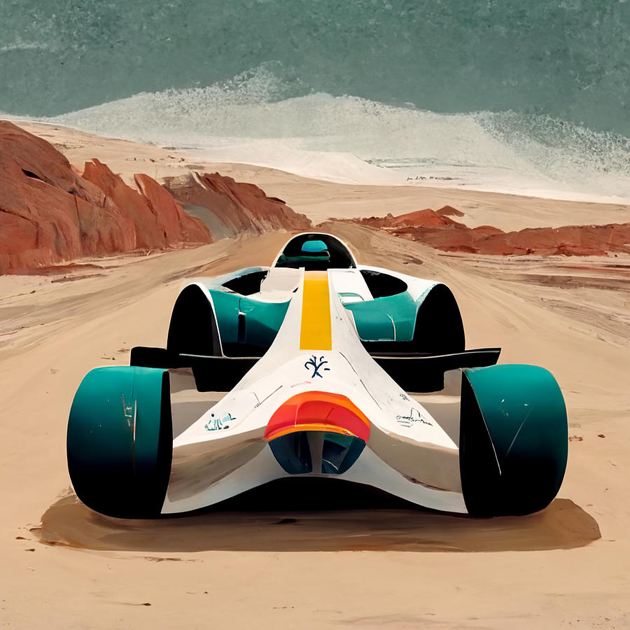 Cool  Cartoon  Formula  1  Car  Designed  By  Google  In    Fee84148  D447  4bd6  4ab6  5a7511fdae16 Painting by MotionAge Designs