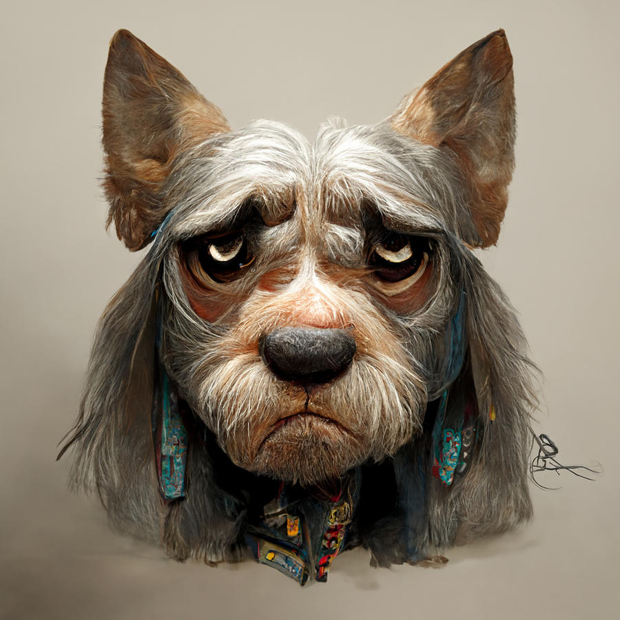 Cool  Cartoon  Old  Warrior  As  A  Dog    Realistic  1844d48d  E516  4ef4  B288  De646edd671a Painting by MotionAge Designs