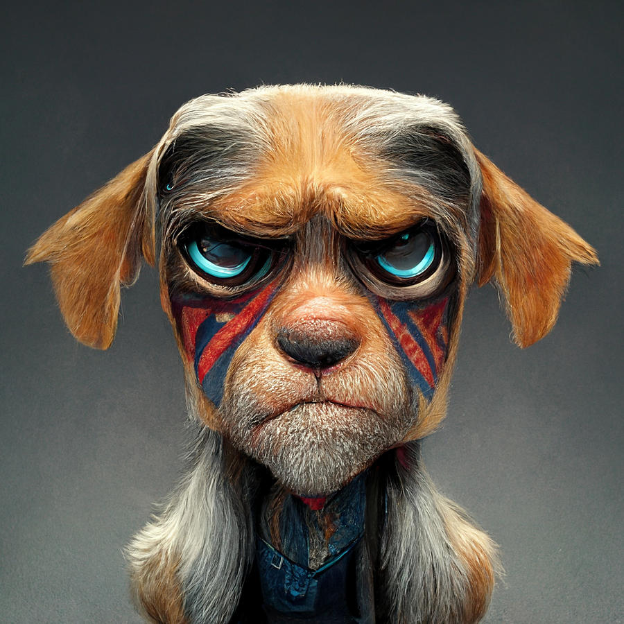 Cool  Cartoon  Old  Warrior  As  A  Dog    Realistic  25b82626  54d4  4e61  884c  12cdd51c6542 Painting by MotionAge Designs