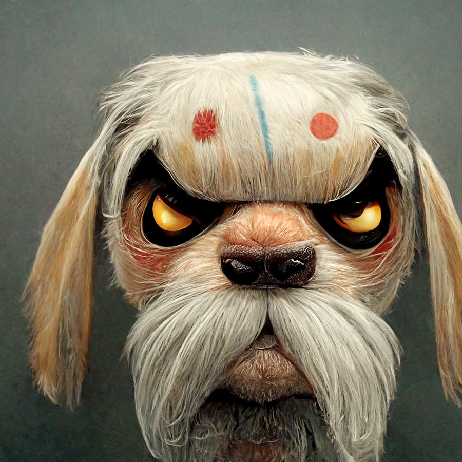 Cool  Cartoon  Old  Warrior  As  A  Dog    Realistic  261d16fc  C655  4cdf  4d71  Ac11c6b18bf7 Painting by MotionAge Designs