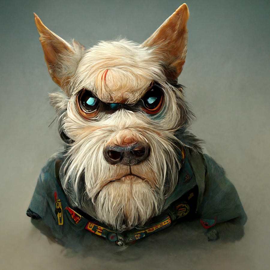 Cool  Cartoon  Old  Warrior  As  A  Dog    Realistic  51f4bb24  F116  421e  814c  4ea4dc618212 Painting by MotionAge Designs