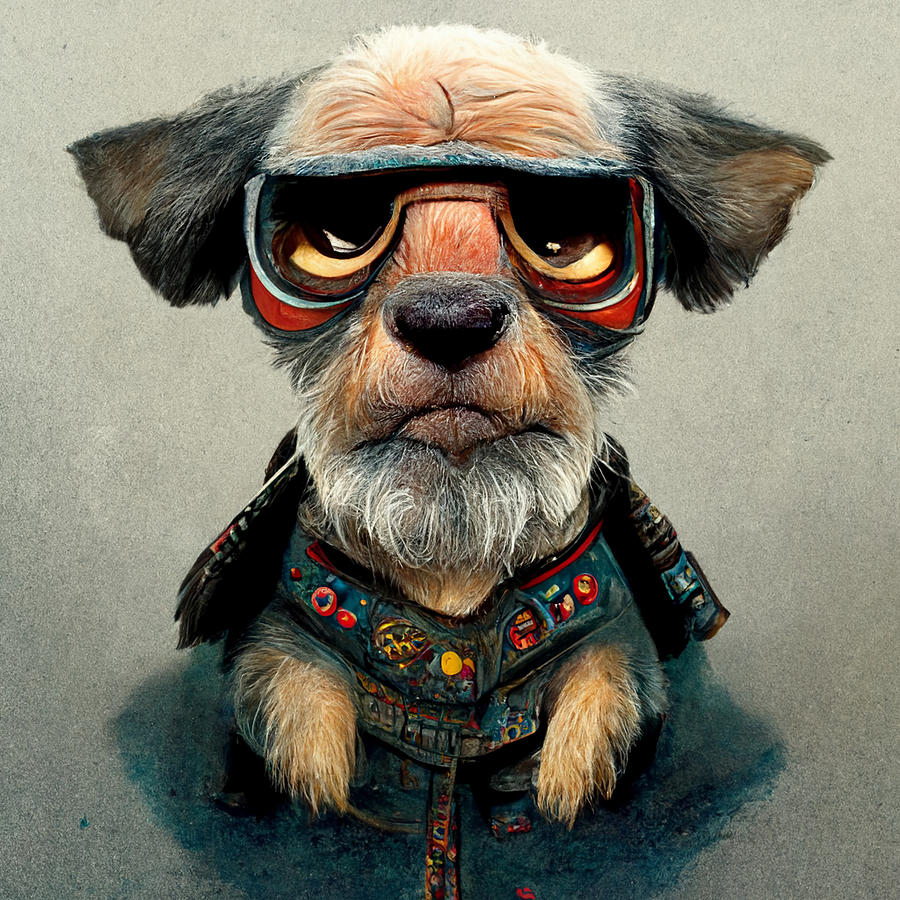 Cool  Cartoon  Old  Warrior  As  A  Dog    Realistic  6a1c6186  Ec62  4188  8462  117ed56ae2fb Painting by MotionAge Designs
