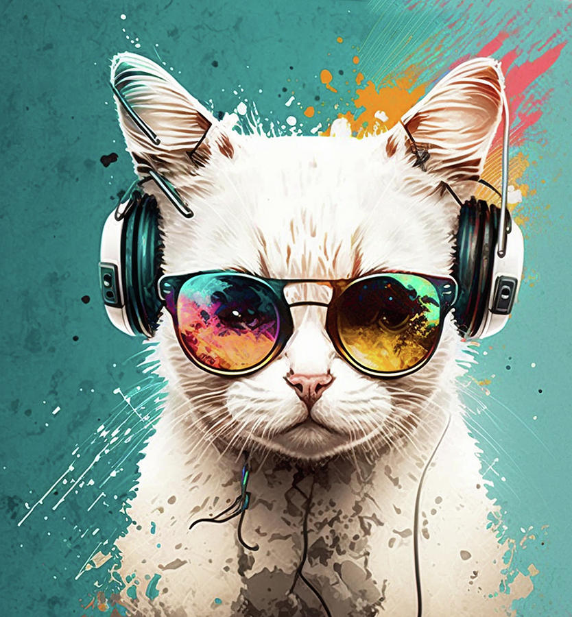 Cool Cat With Headphone Ceramic Art by Kailooma X TheDol - Pixels