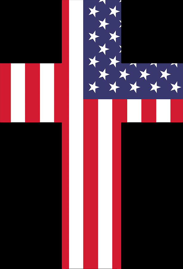 Cool Christian Cross American USA Flag Painting by Tony Rubino