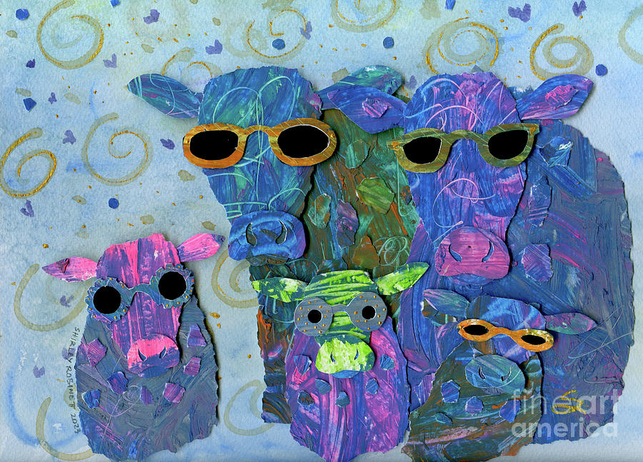 Cool Cows Mixed Media by Shirley Robinett