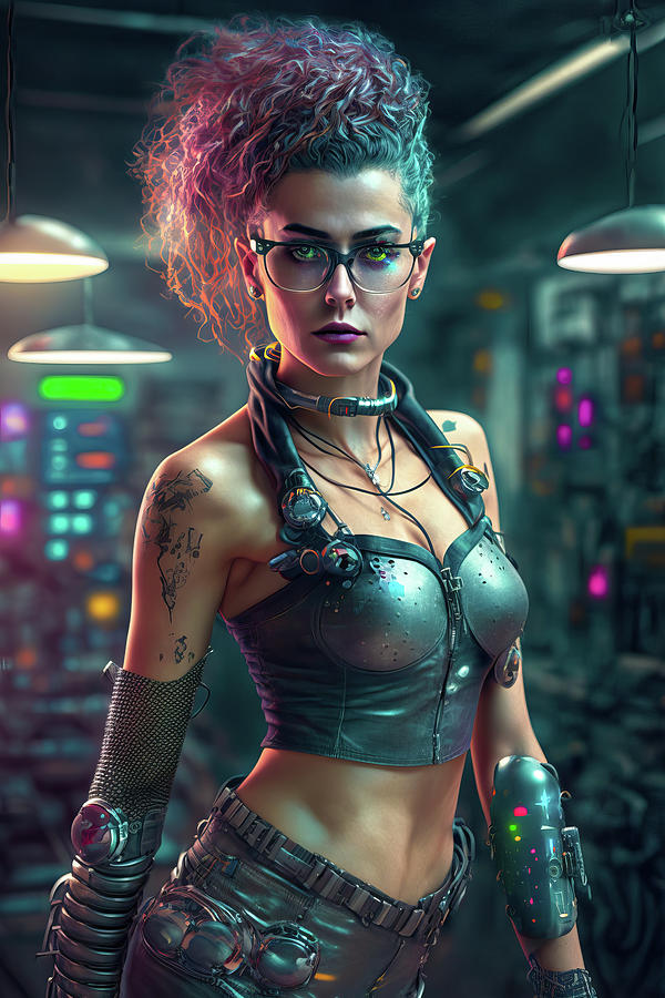 Cool Cyberpunk Woman 01 Digital Art by Matthias Hauser