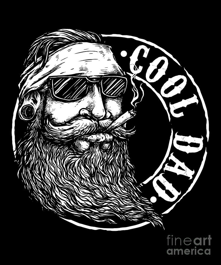 Cool Dad Bearded Father Papa Fathers Day Daddy Gift Digital Art by ...