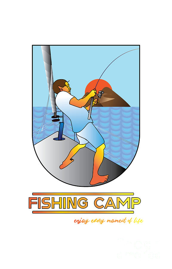 Fish Painting - cool fishing camp illustartion Fishing t-shirt design vector. T-shirt design for print. t-shirt des  by Kartick Dutta