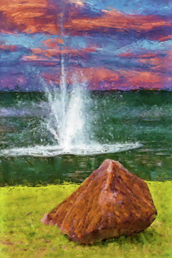 Cool Fountain in a Hot Summer 725 Painting by Dan Carmichael