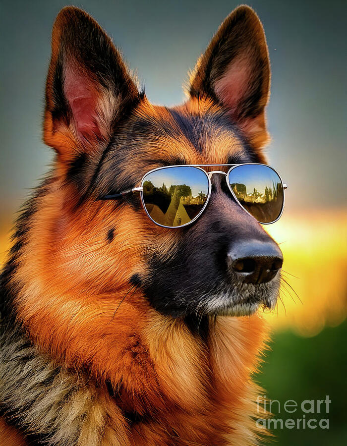 Cool German Shepherd With Aviator Sunglasses Digital Art by Carlos Diaz Cool German Shepherd With Aviator Sunglasses Digital Art by Carlos Diaz
