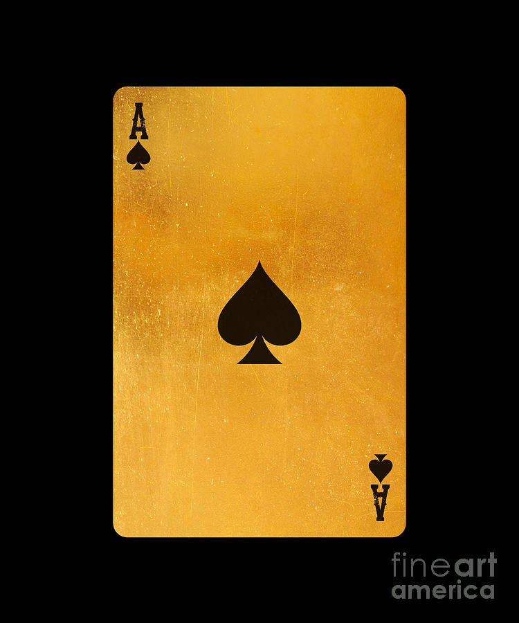 Single Drawing - Cool Gold Ace Playing Cards Single Ace Of Spades  by Noirty Designs