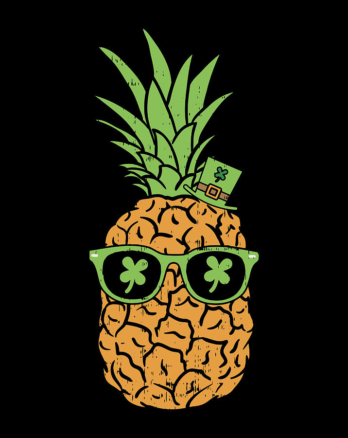 Cool Irish Pineapple St Patricks Day Fruit Lover Drawing by Grace Hunter