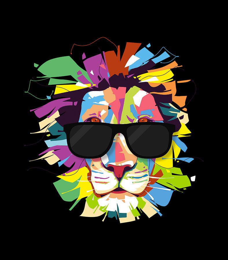 Cool Lion Guy With Sunglasses Graphic Shirt Digital Art by Quynh Vo