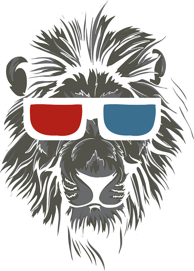 Lion Digital Art - Cool Lion in 3D Glasses by Jacob Zelazny