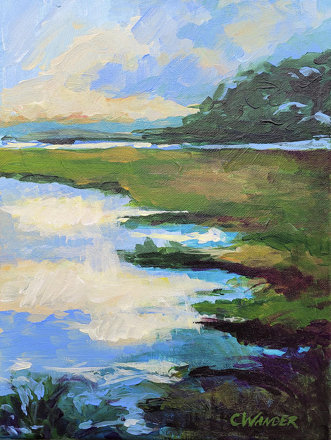 Cool Marsh Painting by Carol Wander