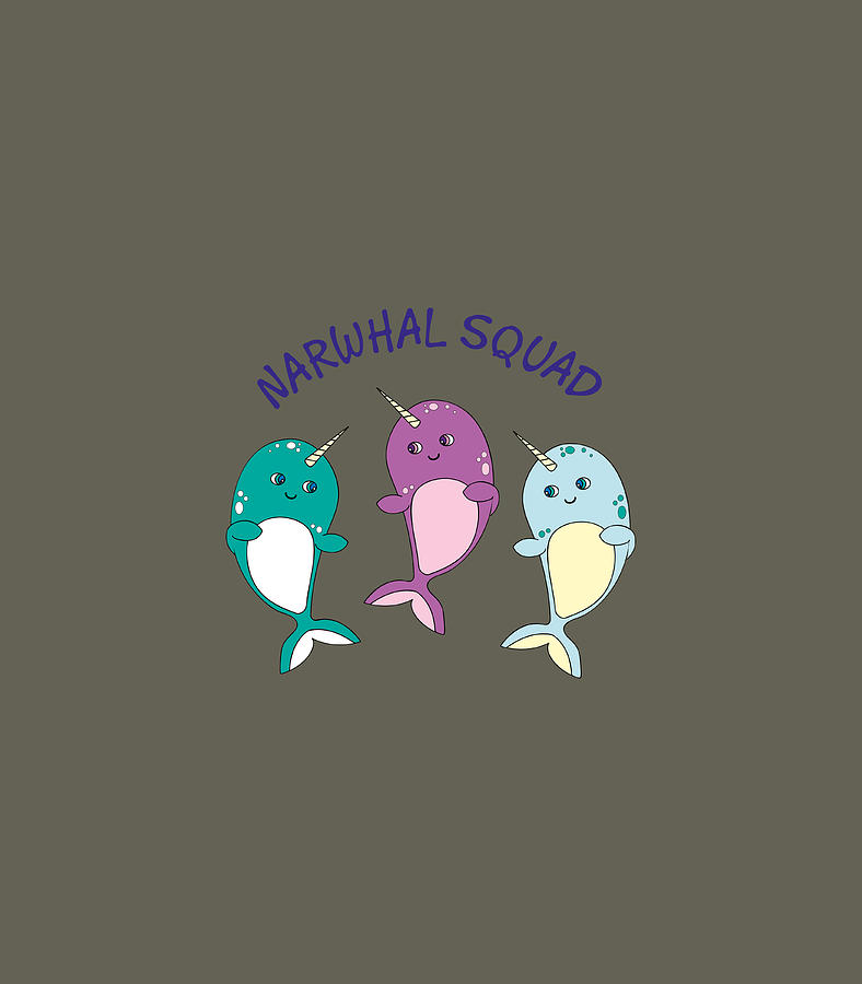 Cool Narwhal Squad Funny Birthday For Kids Digital Art by Nievau Anouk ...