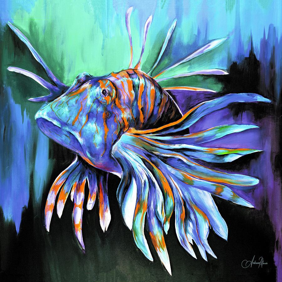 Fish Painting - Cool Ocean Tide by Amberose Marie