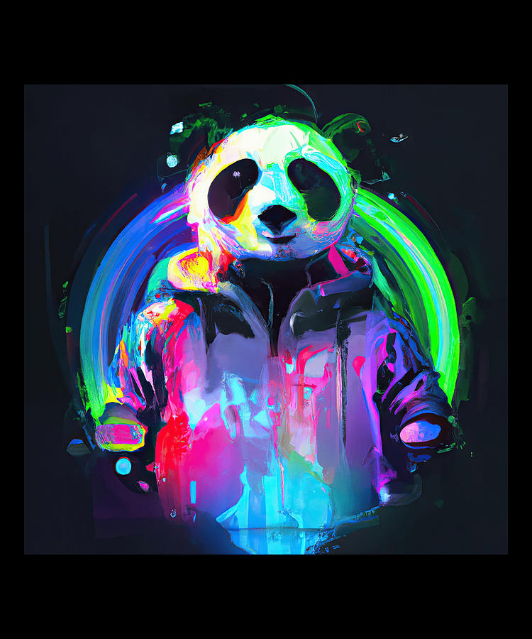 Cool Panda in a neon paradise Digital Art by Cosmic Creations - Fine ...