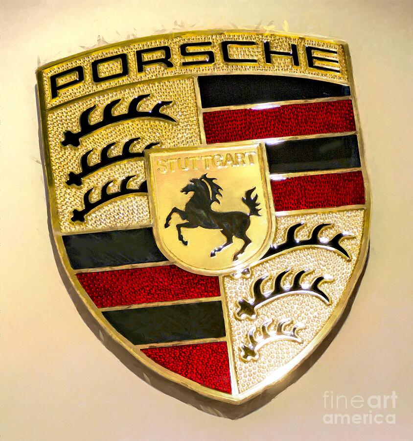 Cool Porsche Car Emblem Painting by Stefano Senise