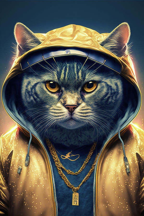Cool Rapper Cat 01 Digital Art by Matthias Hauser