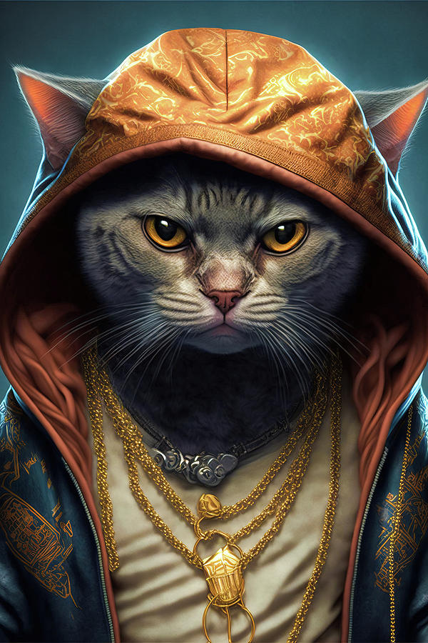 Cool Rapper Cat 02 Digital Art by Matthias Hauser