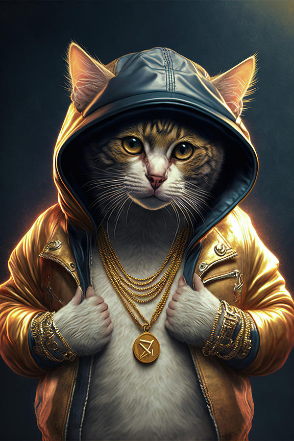 Cool Rapper Cat 03 Digital Art by Matthias Hauser