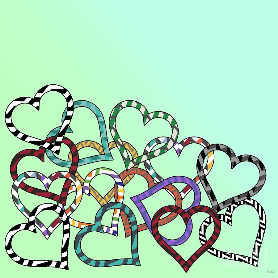 Cool Shapes - Hearts  Digital Art by Ramona Matei
