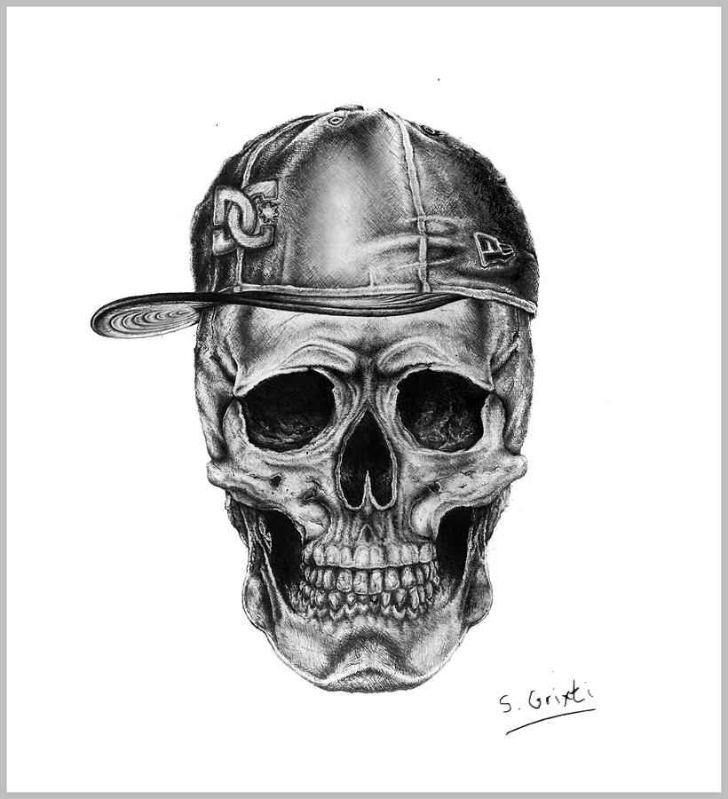 Cool Skull portrait pencils drawing Drawing by Stephan Grixti