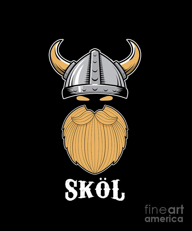 Skol Vikings Shirt with Helmet and Beard - Distressed