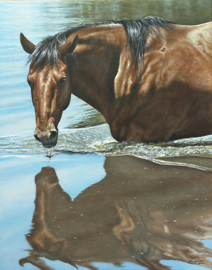 Horse Painting - Pause for Reflection by Kim Lockman