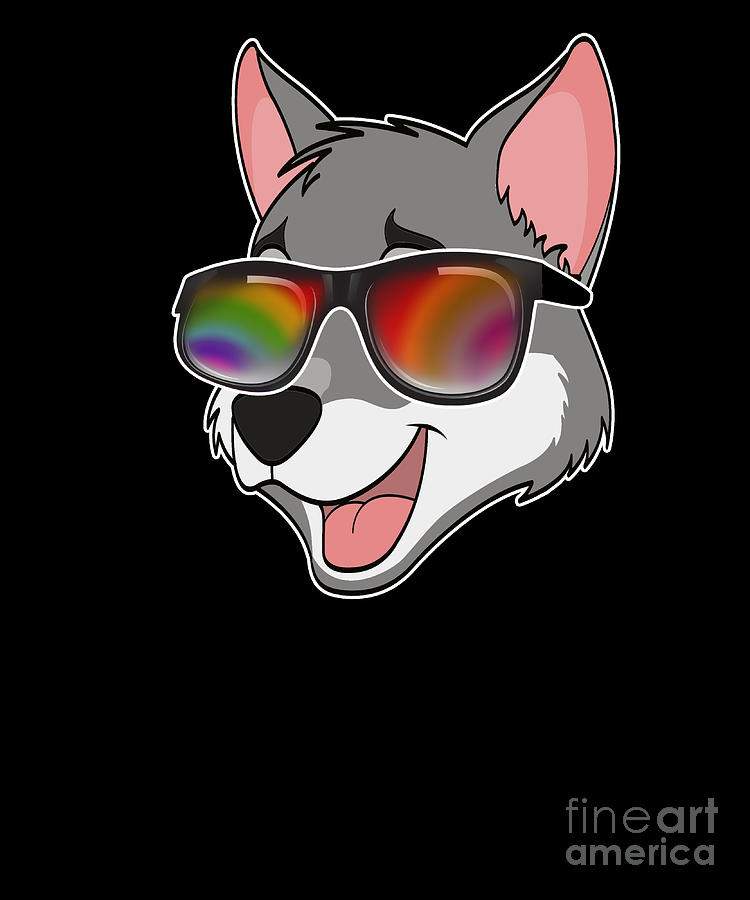 Cool wolf with sunglasses summer cartoon Digital Art by Lukas Davis - Pixels